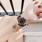 Swarovski Octea Lux Black Dial Black Leather Strap Women's Watch 5414410