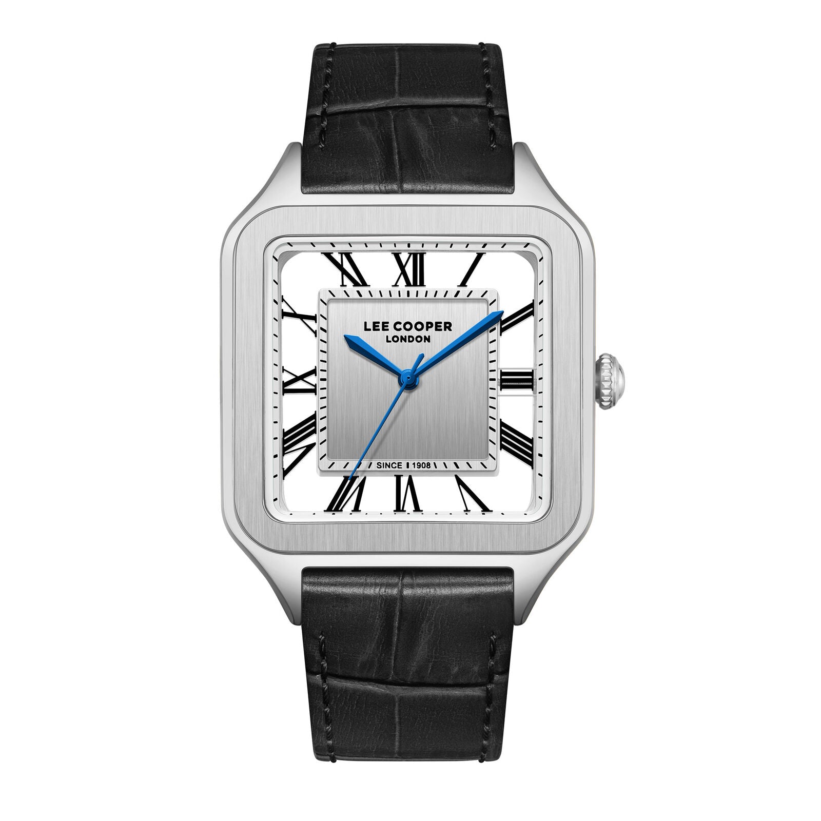 Lee Cooper Square Classic Silver Dial Black Genuine Leather Silver Watch - LC08277.331 Hoofdafbeelding