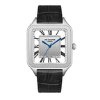 Lee Cooper Square Classic Silver Dial Black Genuine Leather Silver Watch - LC08277.331