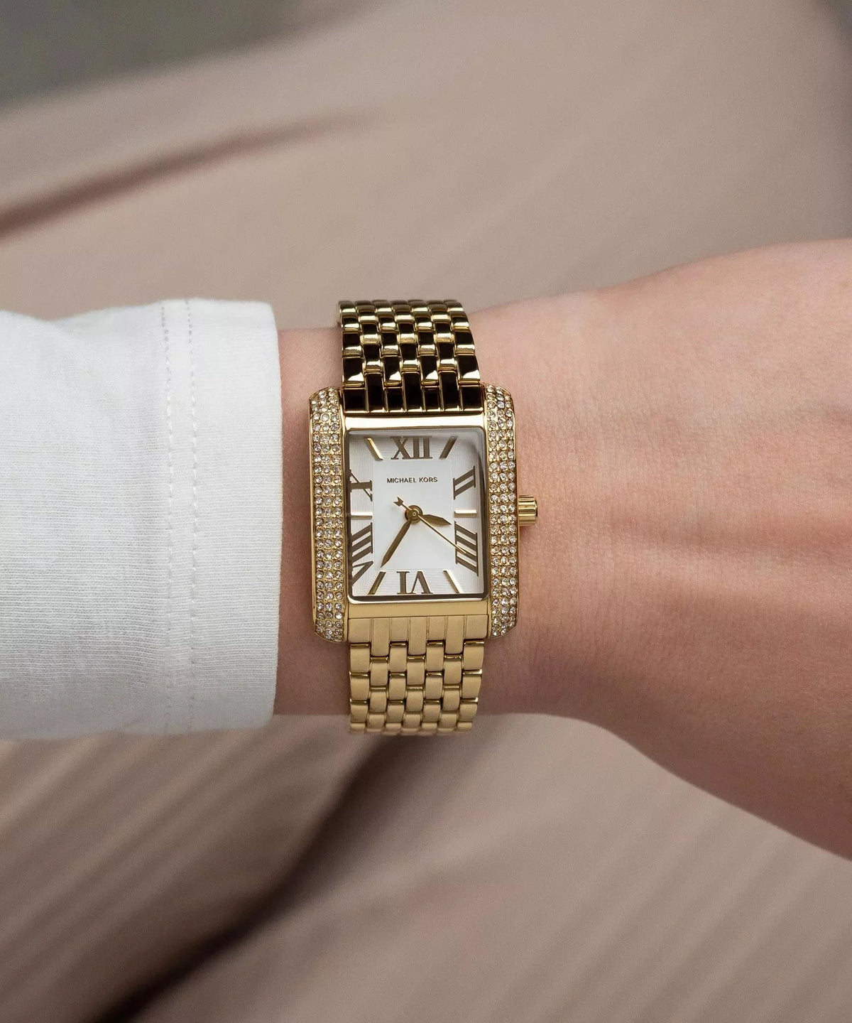 Michael Kors Emery 27mm White Dial Gold-Tone Crystal Women's Watch MK4826