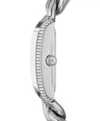 Michael Kors Mini Emery Pavé Rectangular Silver Curb-Link Bracelet Women's Watch - MK7438
