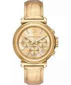 Michael Kors  Maren Chronograph Gold Metallic Genuine Leather Women's Watch - MK7508
