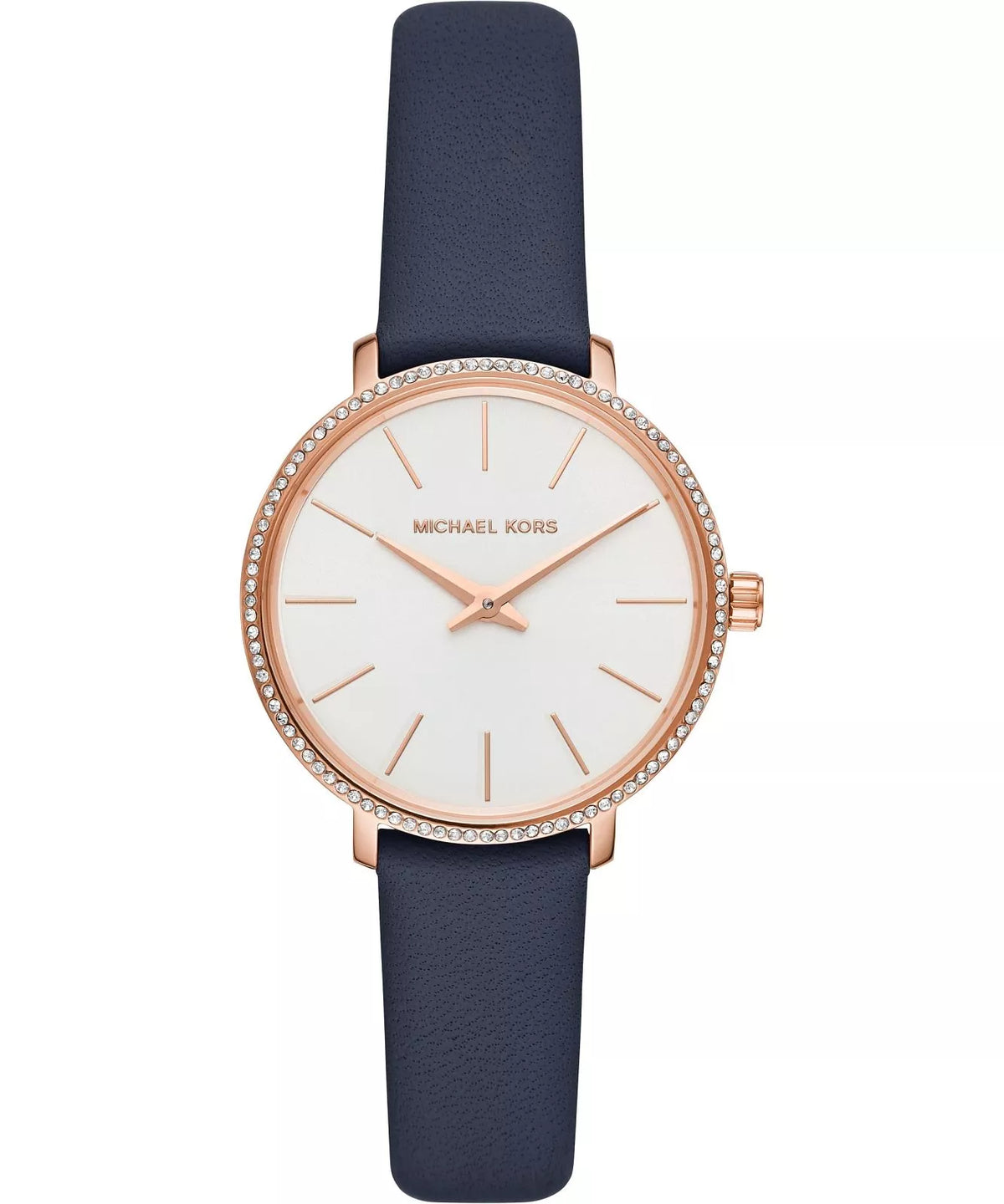 Michael Kors Pyper 32mm Rose Gold-Tone Blue Leather Women's Watch MK2804