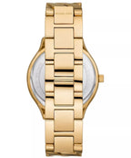 Michael Kors Slim Runway White Dial Gold Curb-Link Bracelet Women's Watch - MK7472
