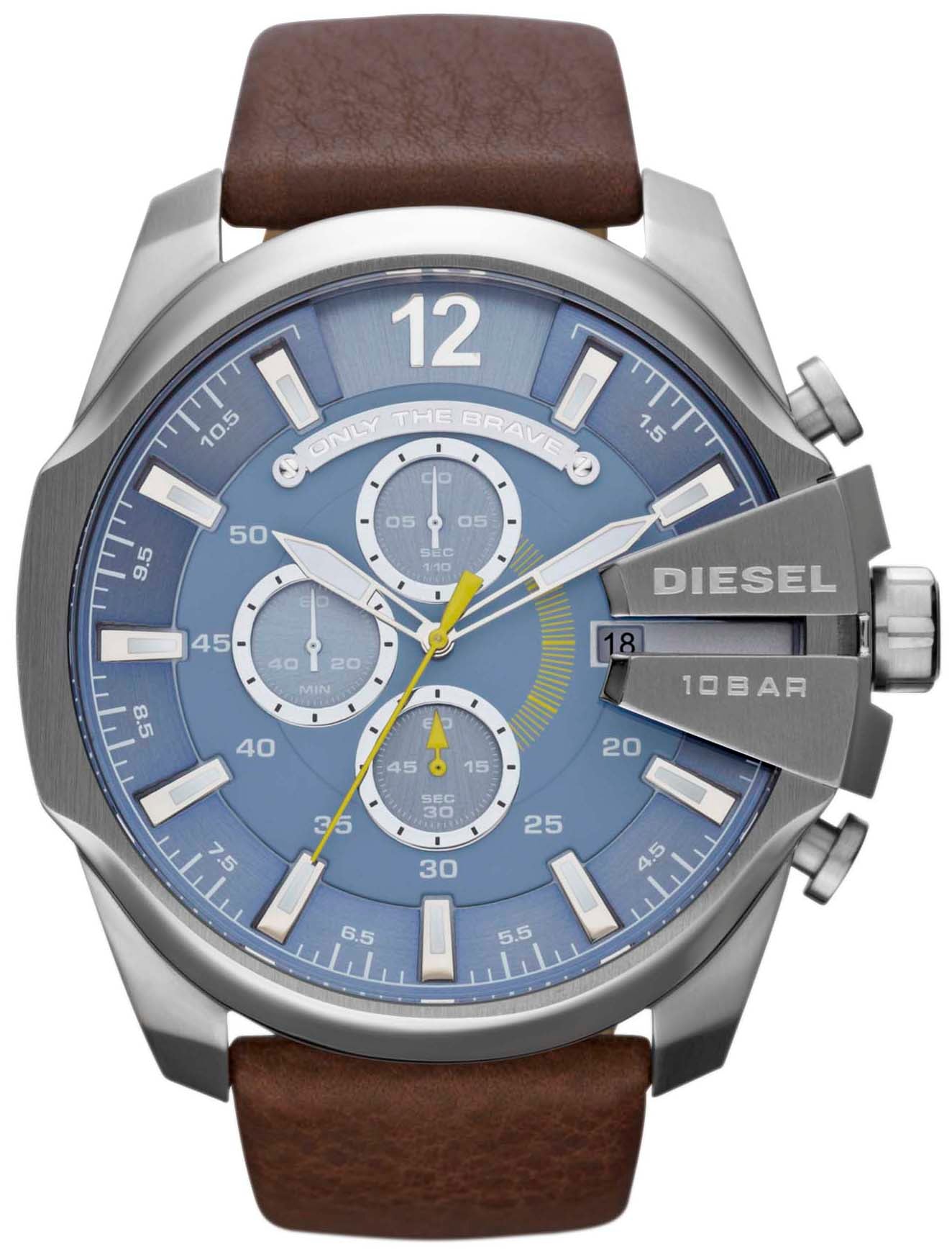 Diesel Mega Chief Light Blue Dial Brown Leather Men's Watch DZ4281 Secondary image