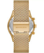Michael Kors Slim Runway Chronograph Black Dial Gold Mesh Men's Watch - MK9057