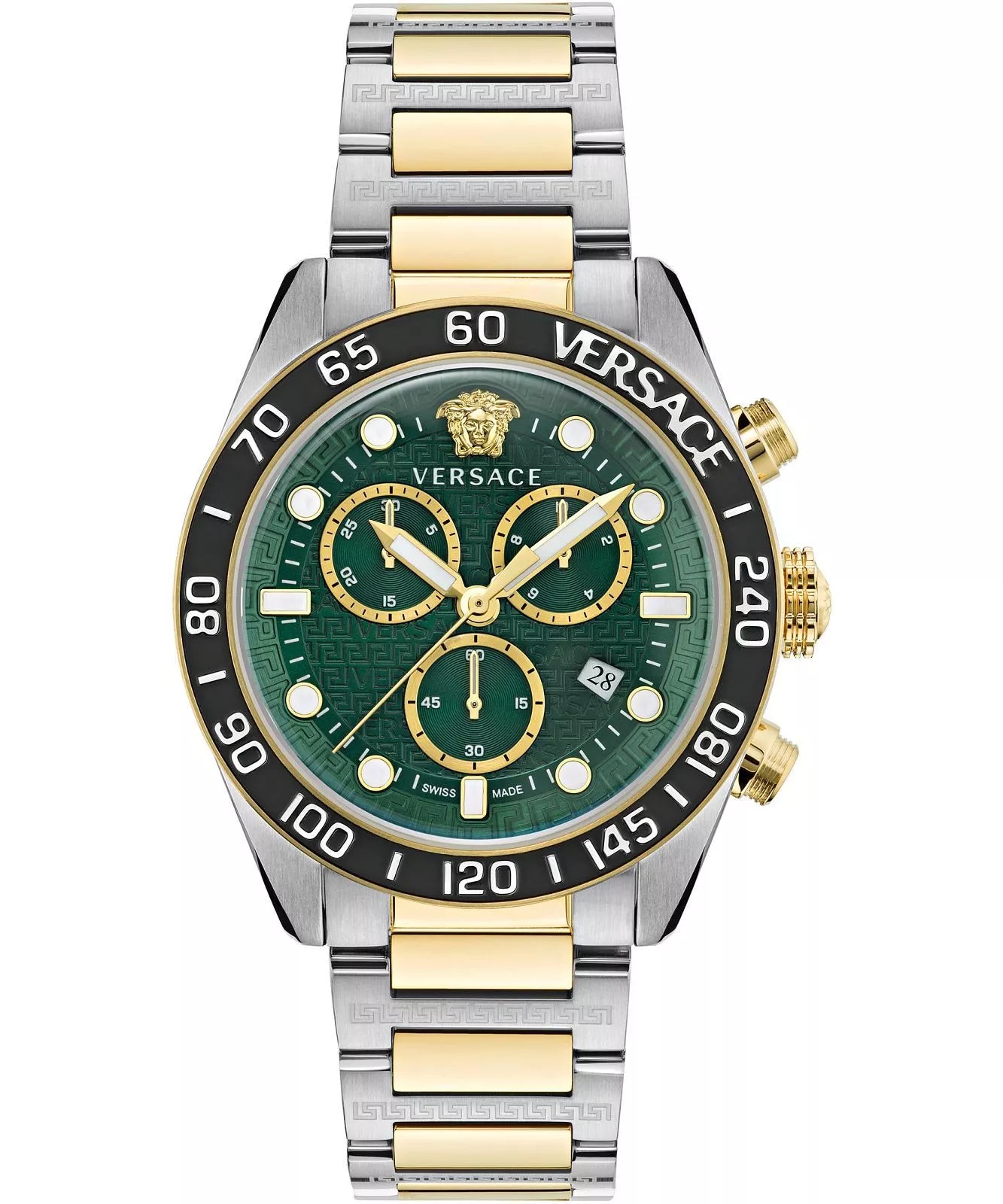 Versace Greca Dome Chrono Two-Tone Green Dial Swiss Movt Watch - VE6K00423 Main image