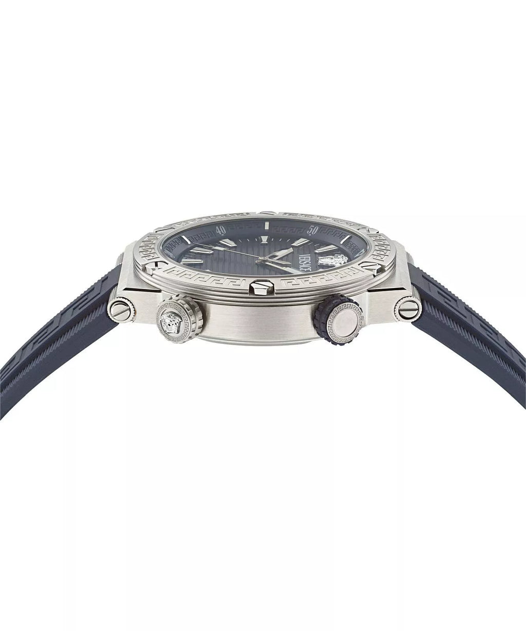 Versace Greca Swiss Movement Blue Dial Silver Watch - VE8G00124