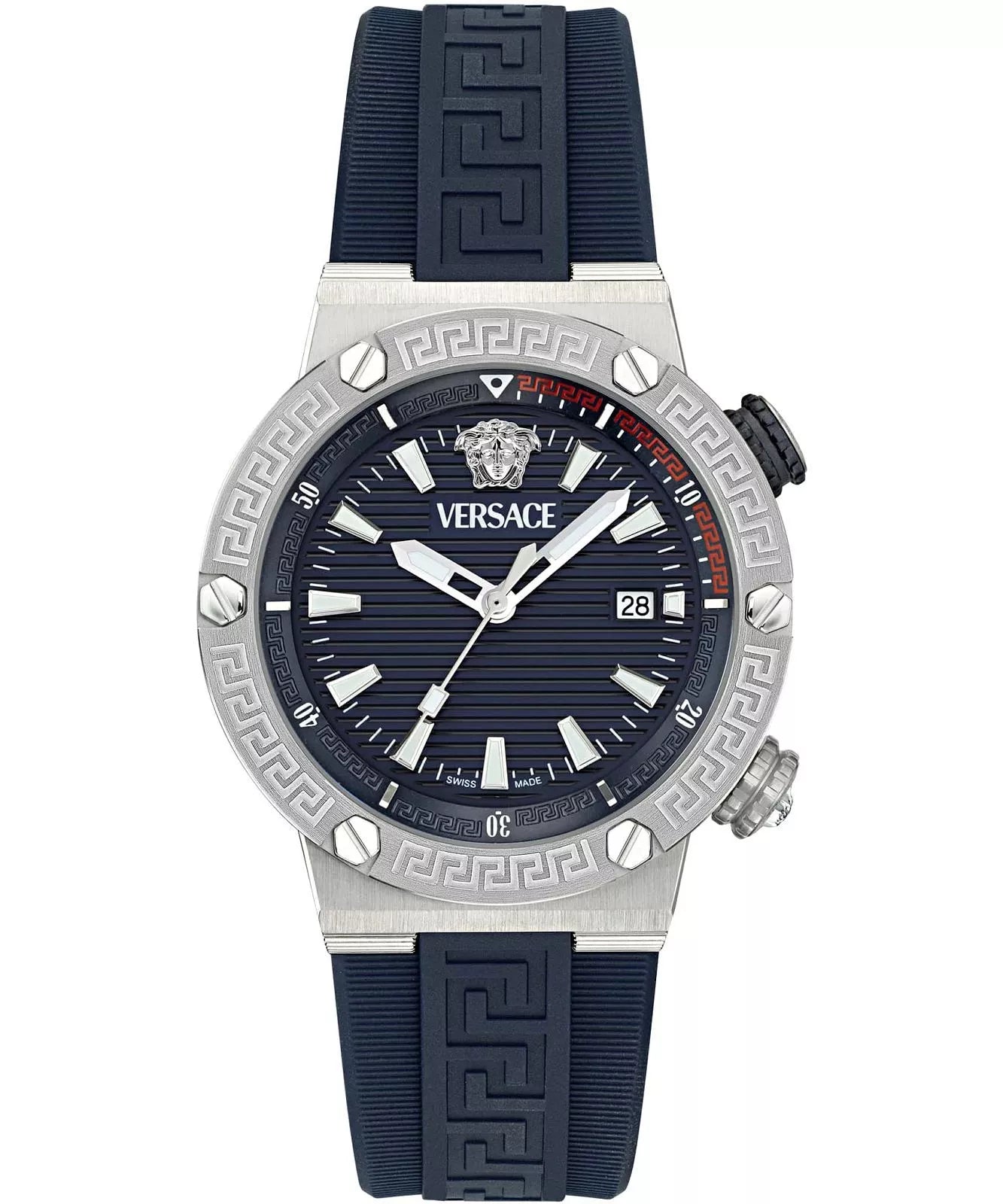 Versace Greca Swiss Movement Blue Dial Silver Watch - VE8G00124 Hoofdafbeelding