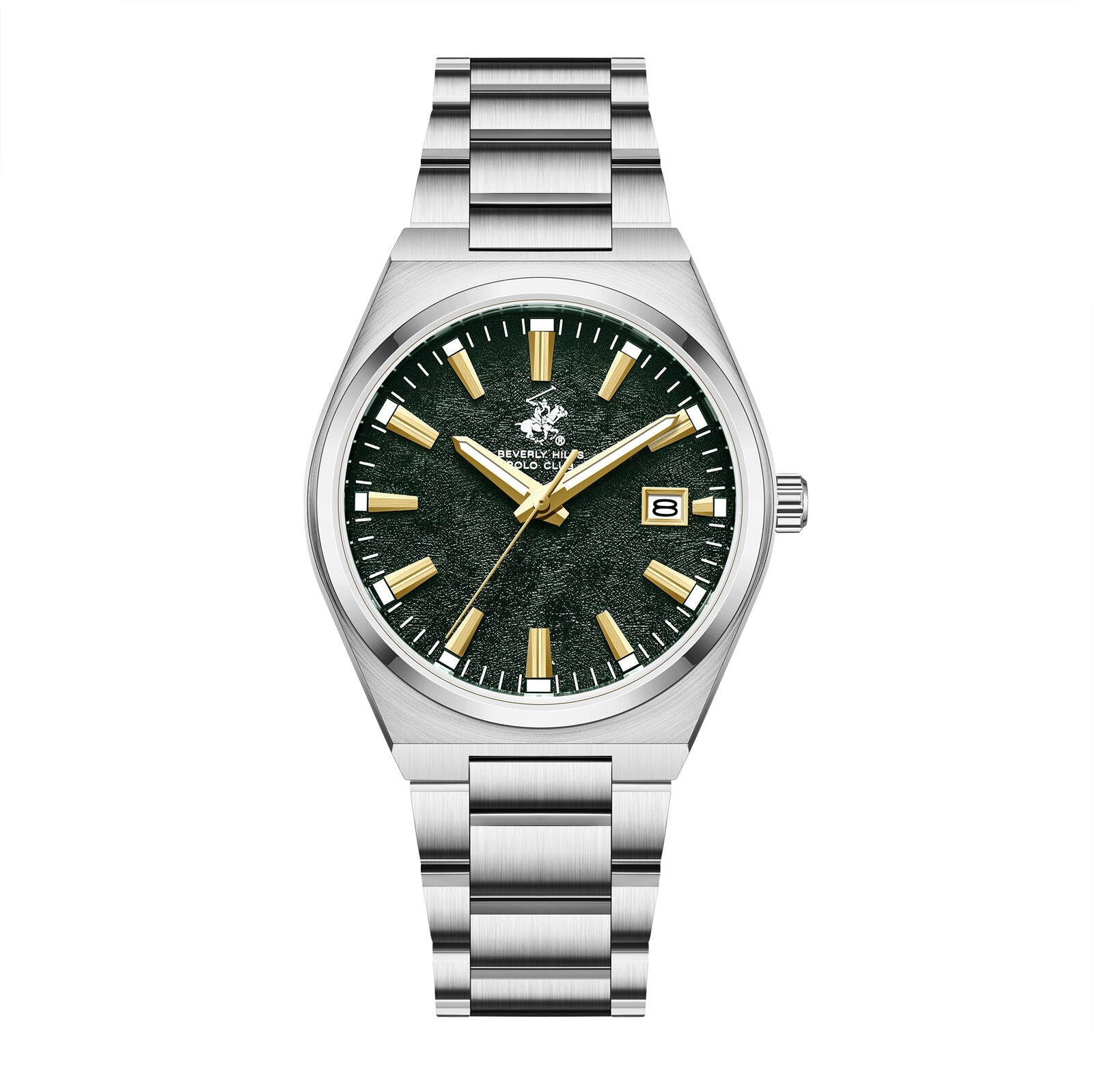 Beverly Hills Polo Club Mother Pearl Green Dial Silver Date Watch BP3851X.370 Main image